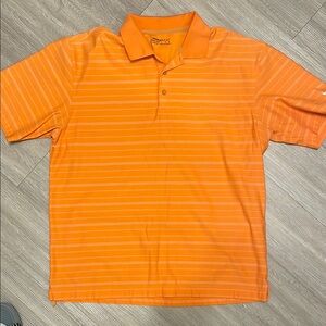 Nike Men's Orange Striped Polo Shirt
